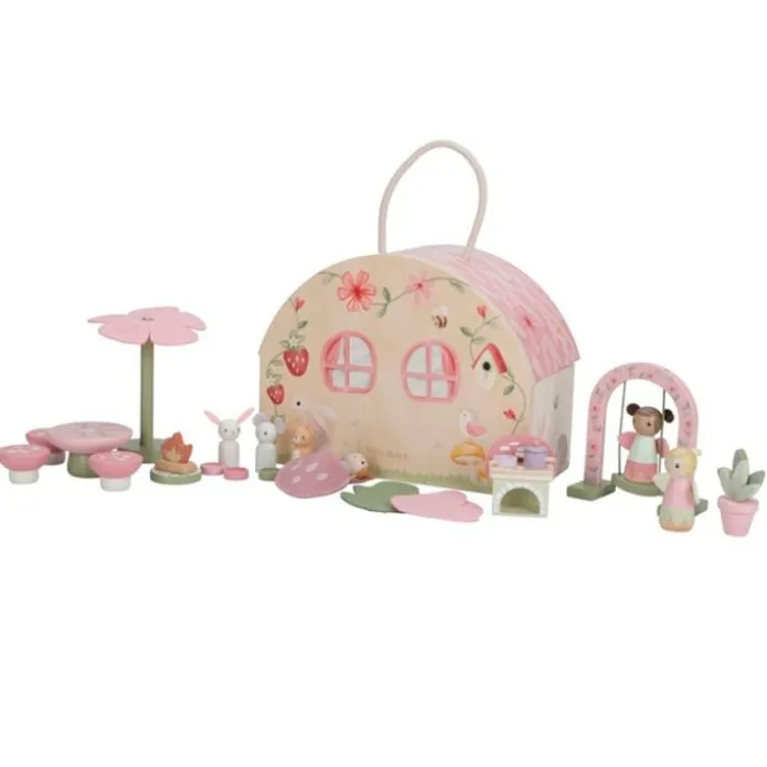 Casa de muñecas de madera con muebles portátil Jardín de hadas - Little Dutch