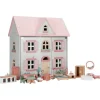 Casa de muñecas de madera con muebles rosa - Little Dutch