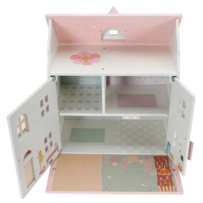 Casa de muñecas de madera con muebles rosa - Little Dutch