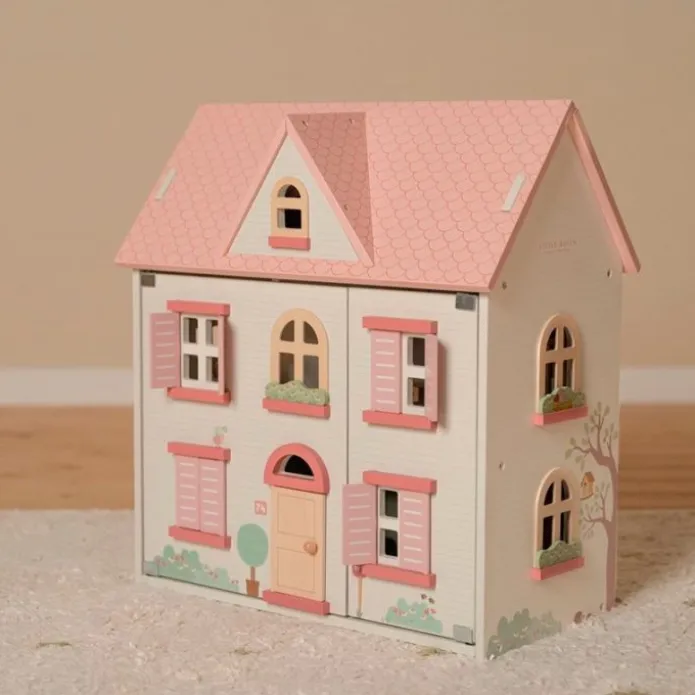 Casa de muñecas de madera con muebles rosa - Little Dutch