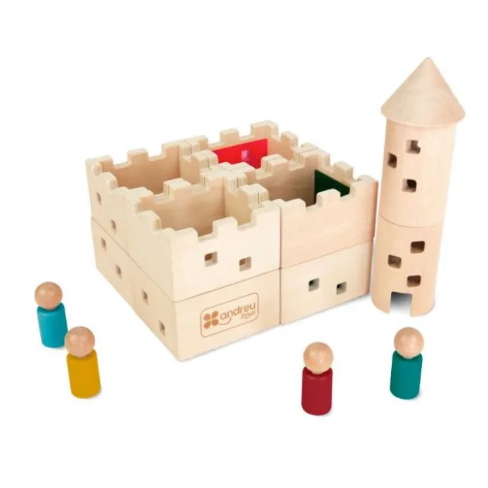 Castillo de madera con ventanas translúcidas 19 piezas - Andreu Toys