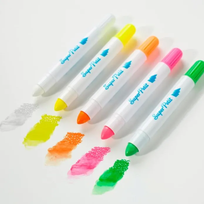 Ceras lavables multisuperficies colores neón (5) - Super Petit