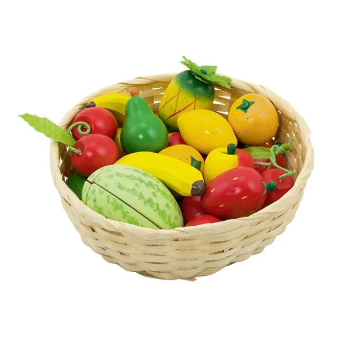 Cesta con 23 frutas de madera - Goki