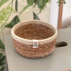 Cesta de yute para almacenar y clasificar con filo blanco 15 cm - ReSpiin