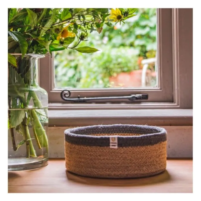 Cesta de yute para almacenar y clasificar con filo gris 21 cm - ReSpiin