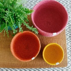 Cestas de yute para almacenar y clasificar altas amarilla, naranja y rosa (3) - ReSpiin