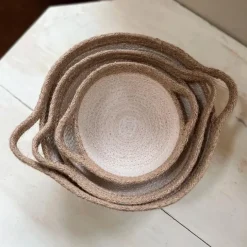 Cestas de yute para almacenar y clasificar con asas beiges filo marrón (3) - ReSpiin
