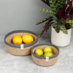Cestas de yute para almacenar y clasificar con filo gris (2) - ReSpiin