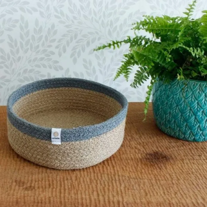 Cestas de yute para almacenar y clasificar con filo gris (2) - ReSpiin