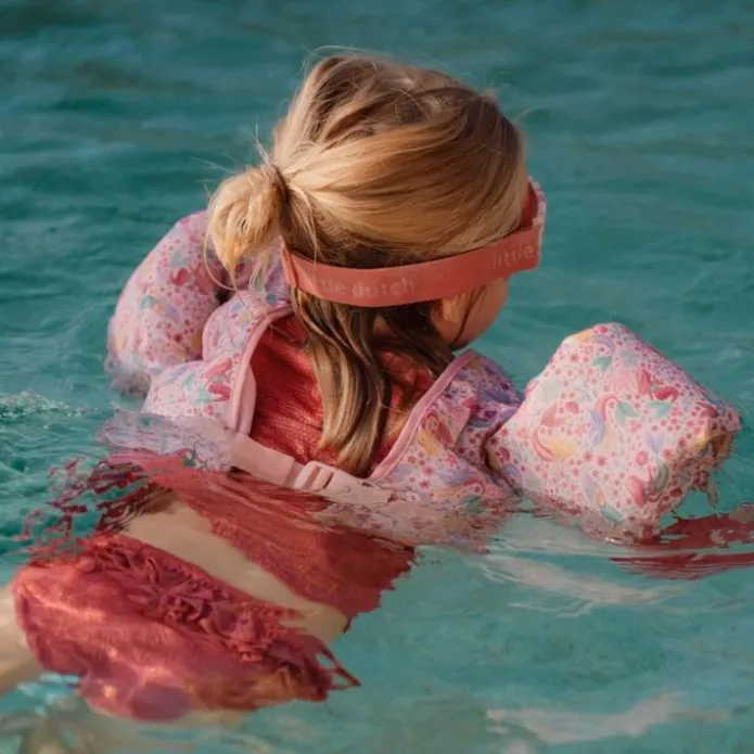 Chaleco flotador con manguitos rosa sirenas 15-30 kg - Little Dutch