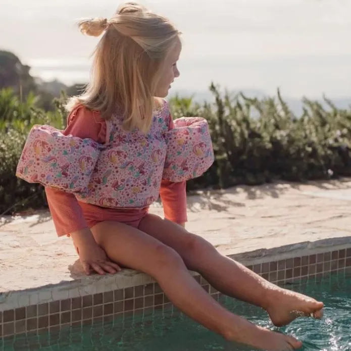 Chaleco flotador con manguitos rosa sirenas 15-30 kg - Little Dutch