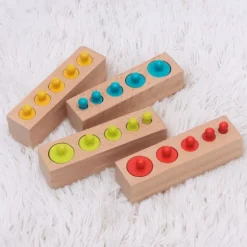 Cilindros de colores con botón Montessori (24) - Edukalu