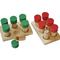 Cilindros de olores con bandeja de madera - Montessori