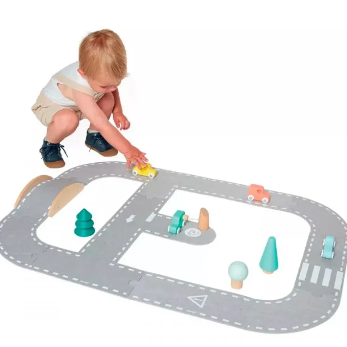 Circuito de fieltro con coches de madera Boild - Janod