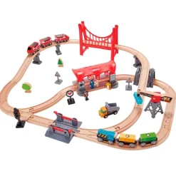 Circuito de madera con estación de ferrocarril - Hape