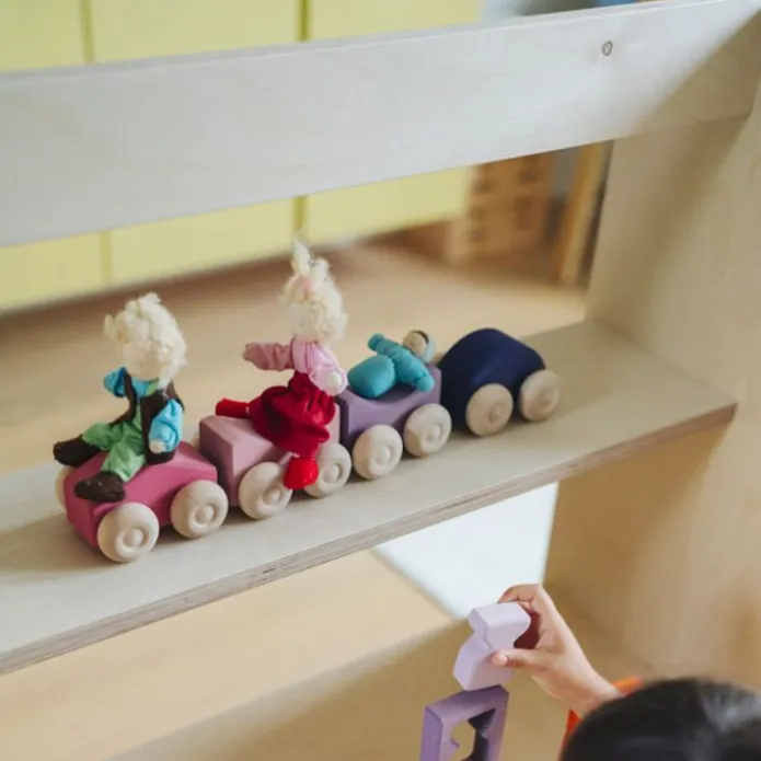 Coches de madera apilables rosas (2) - Grimm's