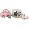 Coche y caravana de madera con 3 muñecos - Little Dutch
