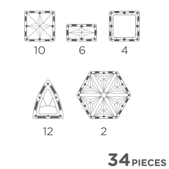 Construcción magnética Curved Pack Pastel 34 piezas - Cleverclixx