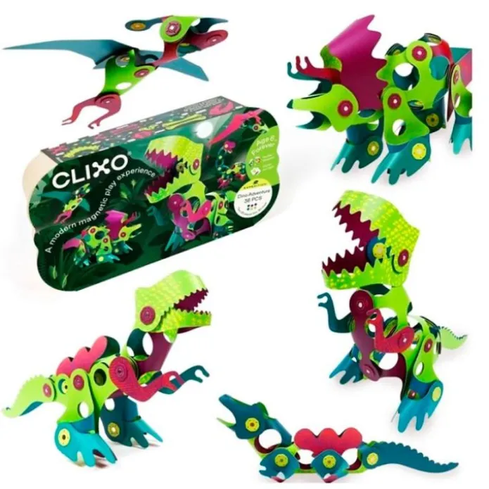 Construcción magnética 36 piezas Dino Adventure Pack - Clixo