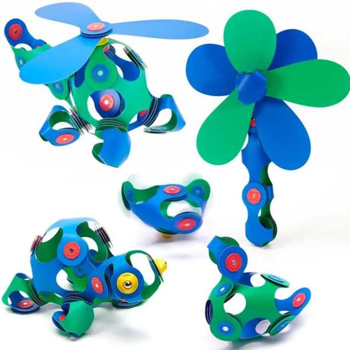 Construcción magnética 30 piezas flexibles Crew verde/azul - Clixo