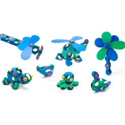 Construcción magnética 30 piezas flexibles Crew verde/azul - Clixo