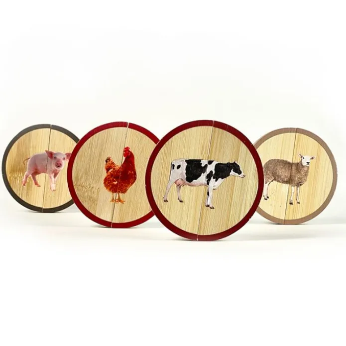 Círculos de madera magnéticos Animales de la granja (4) - Nowordbooks