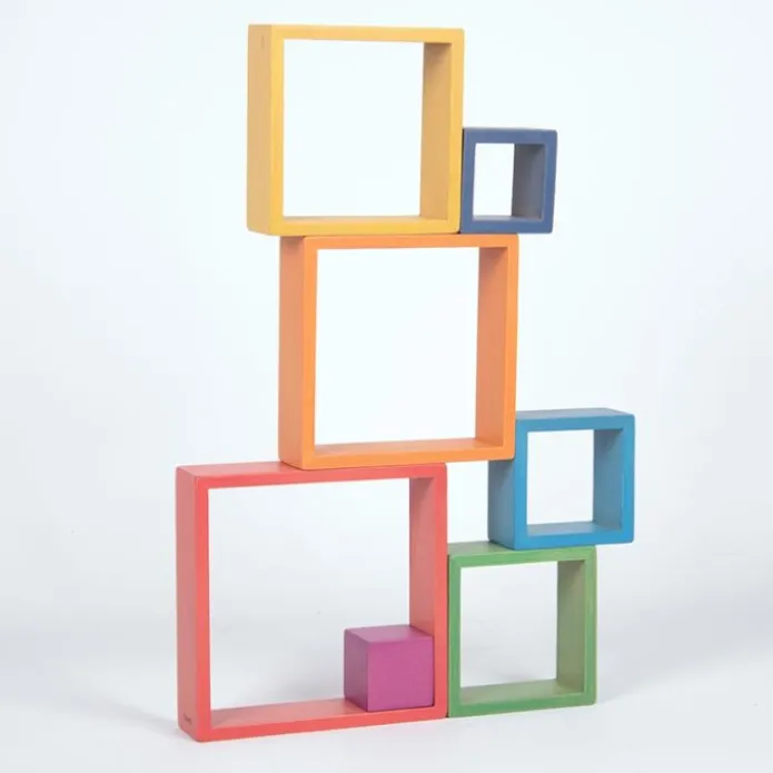 Cuadrados de madera de colores (7) - TickiT