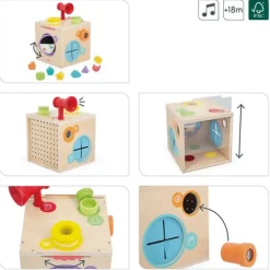 Cubo de madera con actividades sensoriales - Janod