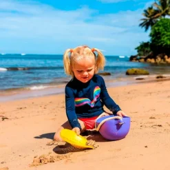 Cubo de playa con colador PoBi azul y verde - Bibio