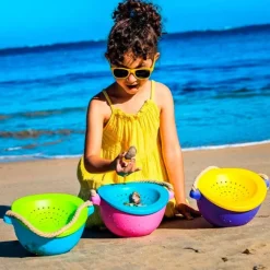 Cubo de playa con colador PoBi rosa y turquesa - Bibio