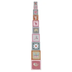 Cubos apilables con números, flores y animales (10) - Little Dutch