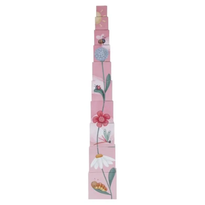Cubos apilables con números, flores y animales (10) - Little Dutch