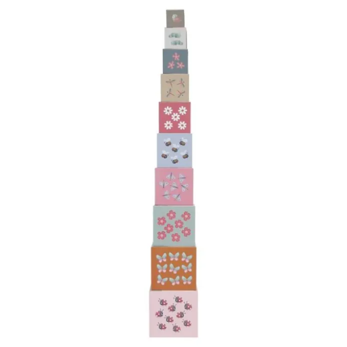 Cubos apilables con números, flores y animales (10) - Little Dutch