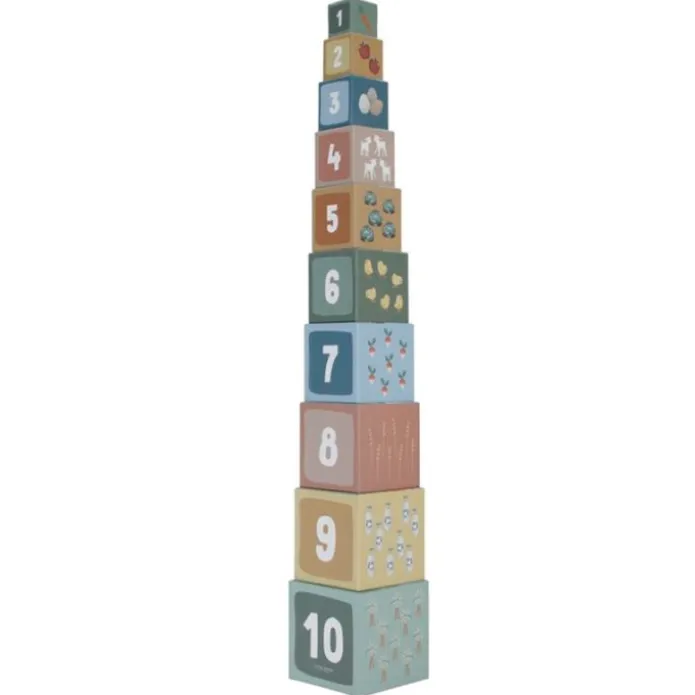 Cubos apilables con números Pequeña Granja (10) - Little Dutch