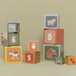 Cubos apilables con números Pequeña Granja (10) - Little Dutch