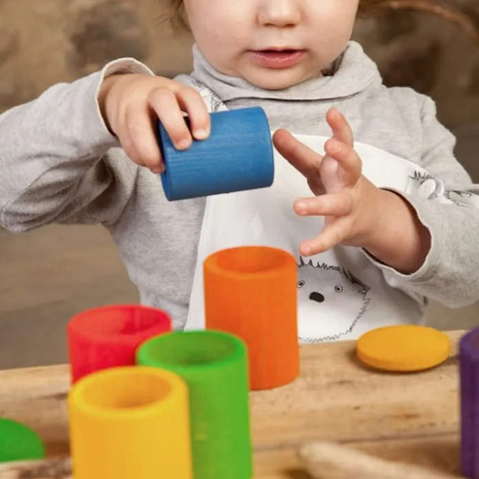 Cubos con tapa de madera colores arcoíris (6) - Grapat