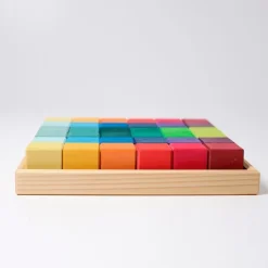 Cubos de madera colores arcoíris (36) - Grimm's