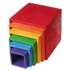 Cubos grandes apilables de madera de colores (6) - Grimm's