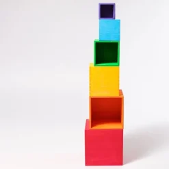 Cubos grandes apilables de madera de colores (6) - Grimm's