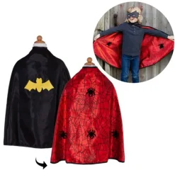 Disfraz capa reversible superhéroes Spiderman Batman con antifaz talla 4-6 - Great Pretenders