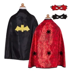 Disfraz capa reversible superhéroes Spiderman Batman con antifaz talla 4-6 - Great Pretenders
