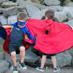 Disfraz capa reversible superhéroes Spiderman Superman con antifaz talla 5-6 - Great Pretenders