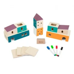 Edificios de madera con paredes de pizarra 18 piezas - Andreu Toys
