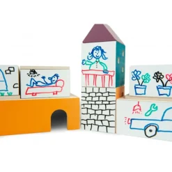 Edificios de madera con paredes de pizarra 18 piezas - Andreu Toys