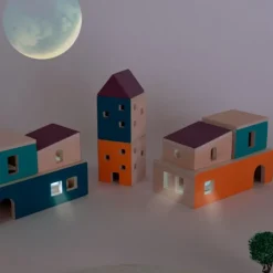 Edificios de madera con paredes de pizarra 18 piezas - Andreu Toys