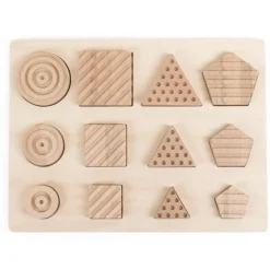 Encajable de madera sensorial formas geométricas y texturas - Andreu Toys