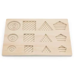 Encajable de madera sensorial formas geométricas y texturas - Andreu Toys