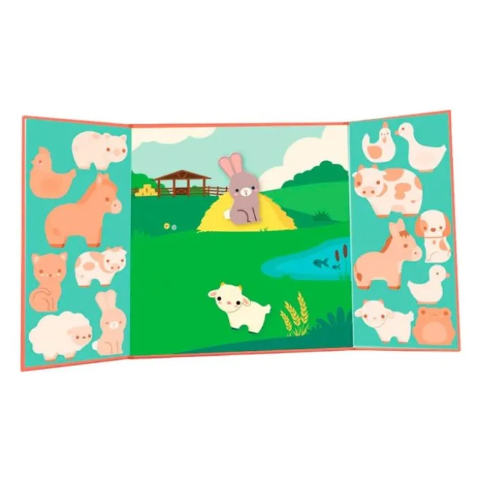 Escenario con pegatinas reutilizables animales de la granja - Djeco