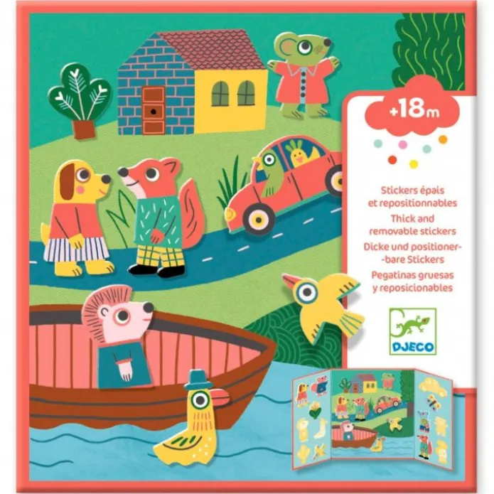 Escenario con pegatinas reutilizables animales - Djeco