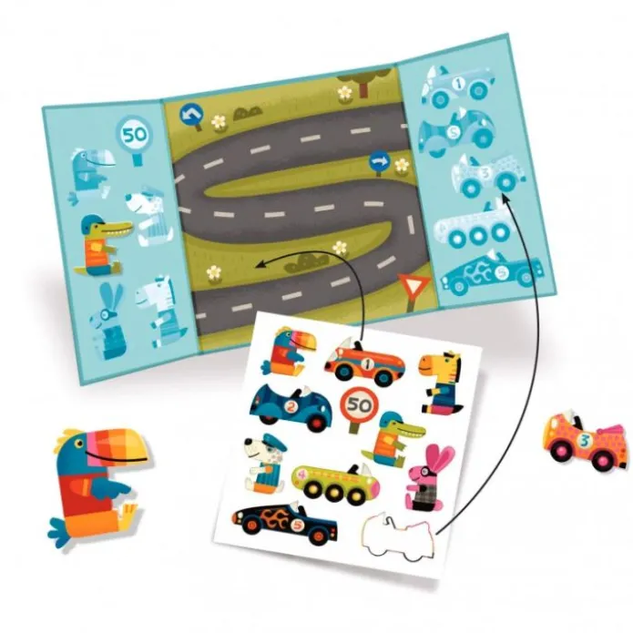 Escenario con pegatinas reutilizables coches - Djeco